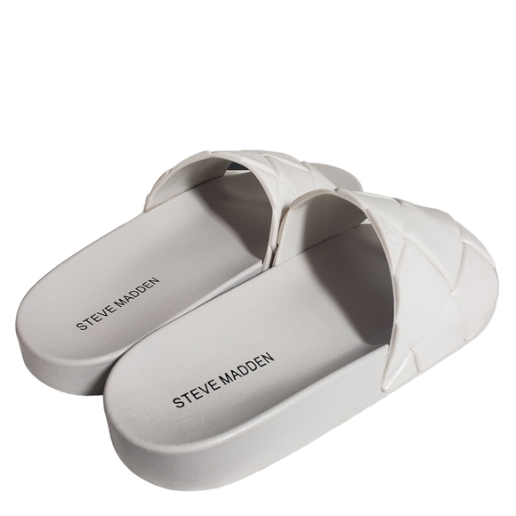 Steve Madden Soulful Gray Quilted Pool Slides Sz 5,7 - Picture 6 of 7